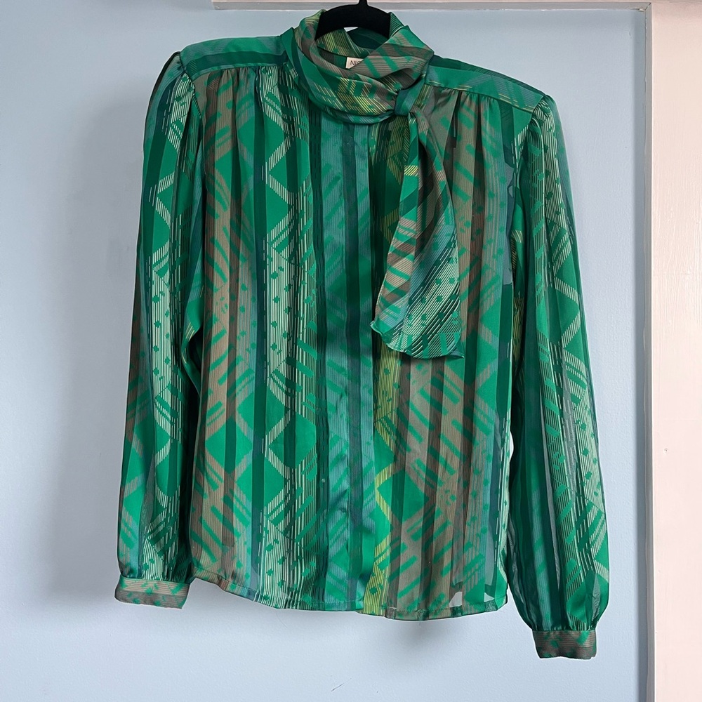 Vintage 1980s Nicola Tie-neck Blouse